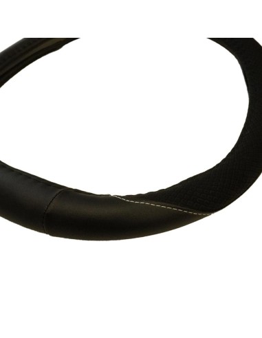 Black Eco-Leather Steering Wheel Cover 37-39 cm