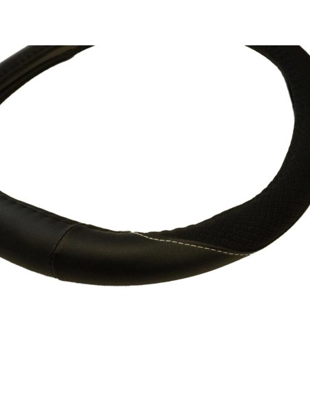 Black Eco-Leather Steering Wheel Cover 37-39 cm