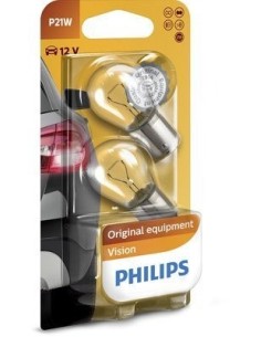 Set of 2 P21W 12v BA15s Blister Bulbs Philips