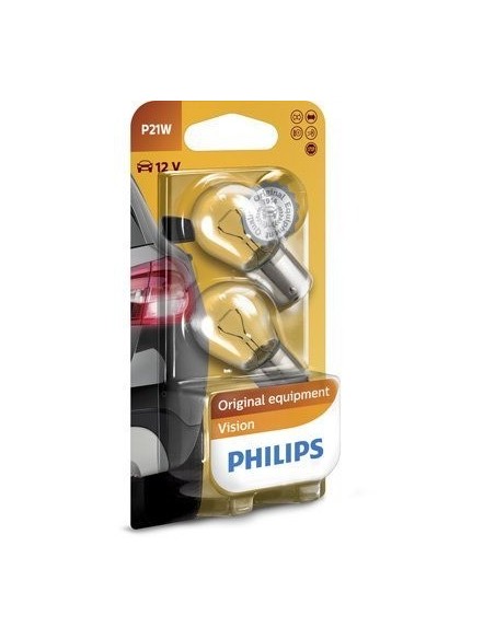 Set of 2 P21W 12v BA15s Blister Bulbs Philips