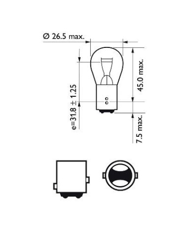 Set of 2 P21/5W 12V Vision Philips Bulbs