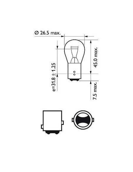 Set of 2 P21/5W 12V Vision Philips Bulbs