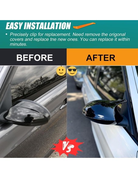 Batman Style Mirror Covers Set for Bmw Series 3 E90, E91, E92, E93, Series 1 E81, E82, E87, E88 glossy black
