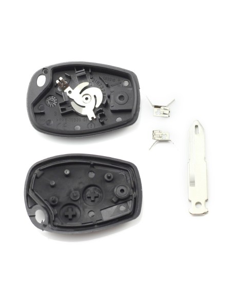 Key case with 2 buttons and stainless steel battery holder for Dacia/Renault