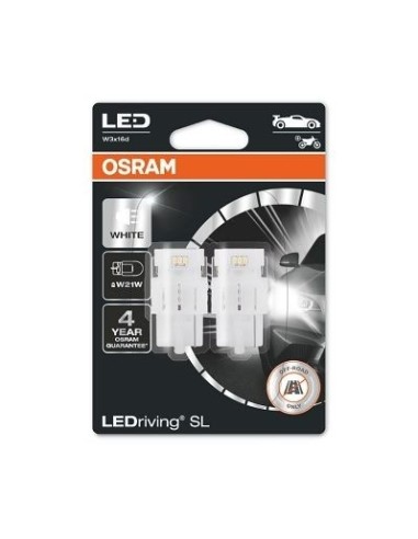 Set 2 LED Bulbs W21W, 12V, 2W, W3X16D, 6000K,...