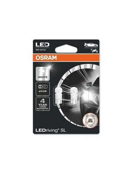 Set of 2 Osram LED Car Bulbs White 6000k W5W 12V 5W