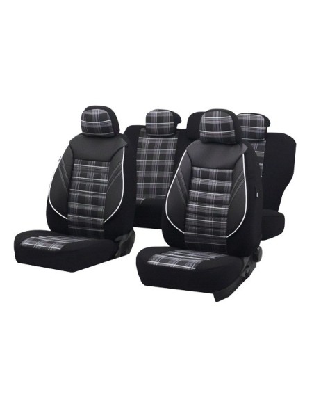 Black-Grey Sports Seat Cover Set, Universal, Umbrella