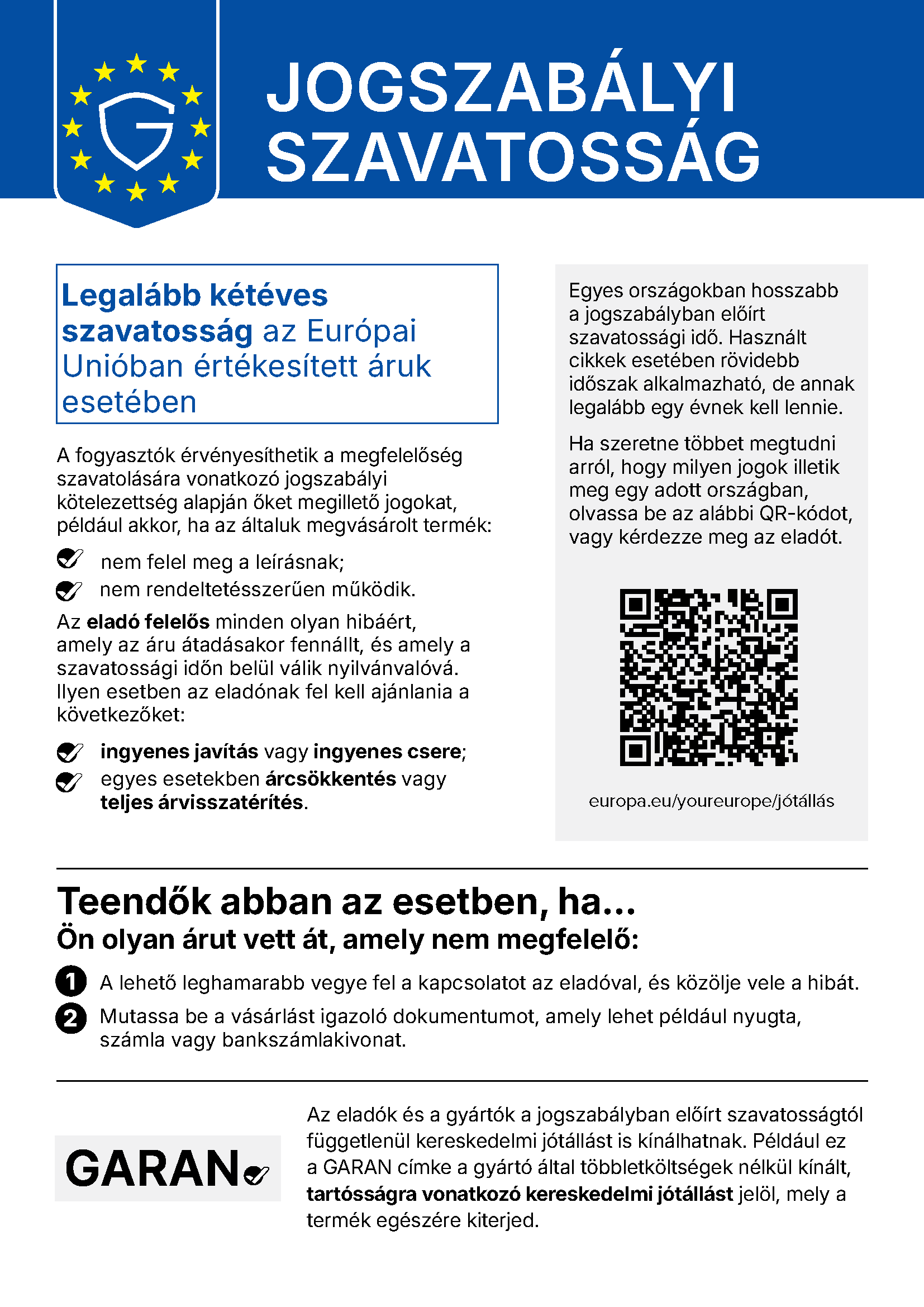 A szavatossággal kapcsolatos jogaid